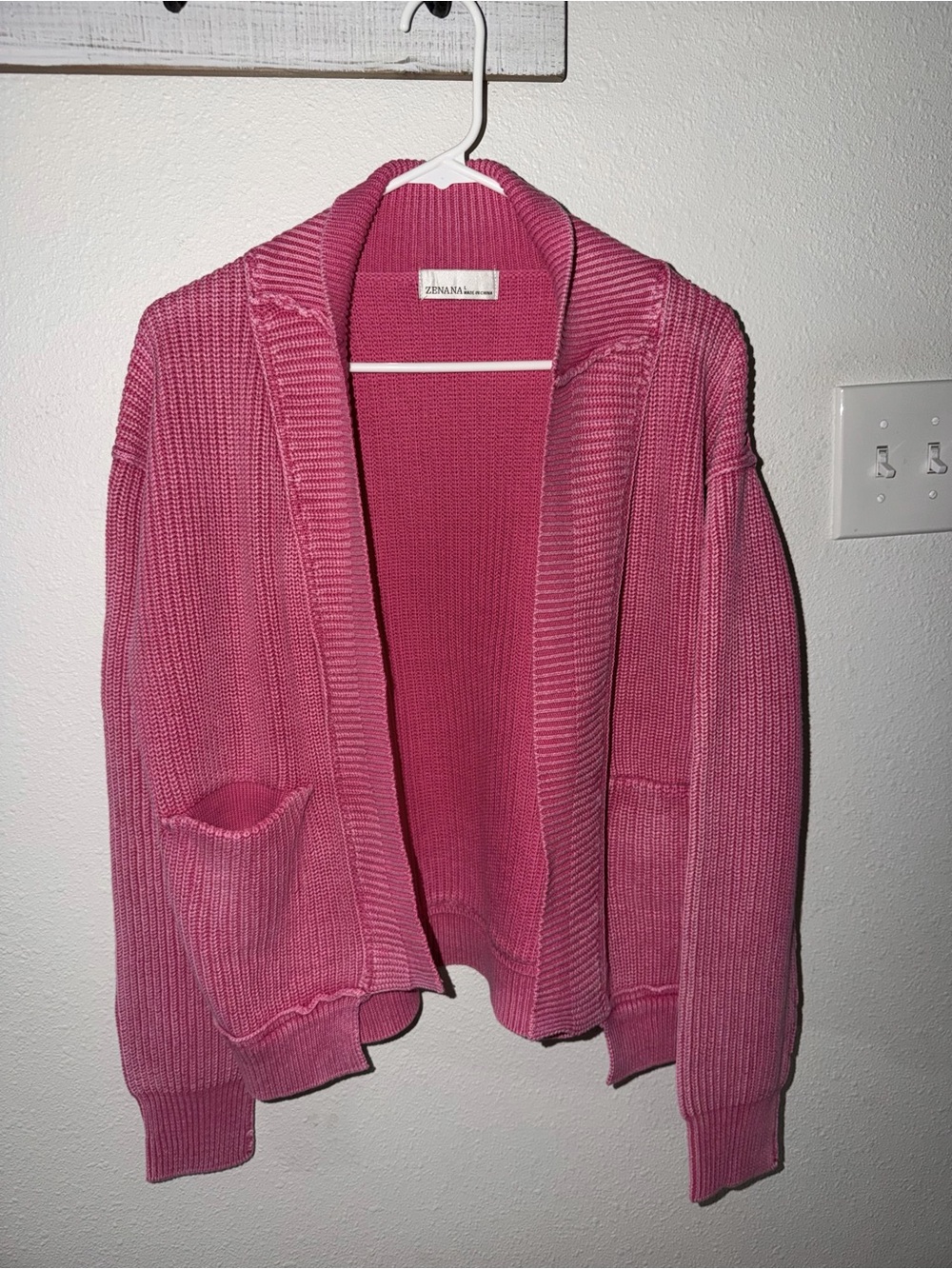 Zenana Outfitters Rose Pink Open-Front Ribbed Cardigan NWOT